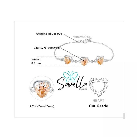 "BEE MY HONEY" SOLID STERLING 925 SILVER CINTRINE GEMSTONE BRACELET - Picture 5 of 7